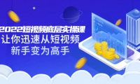 2022短视频底层实操课:让你迅速从短视频新手变为高手(价值7980元)-启创网
