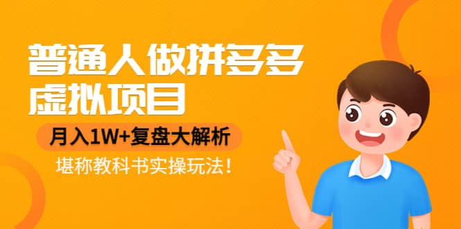 普通人做拼多多虚拟项目，复盘大解析，堪称教科书实操玩法-启创网