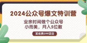 某收费399元-2024公众号爆文特训营：业余时间做个公众号 小而美 月入5位数-启创网