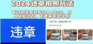 2024违章拍照新玩法，推广躺赚+拍照赚钱双模式，日入1000+-启创网
