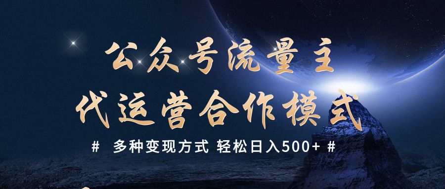 公众号流量主代运营  多种变现方式 轻松日入500+-启创网