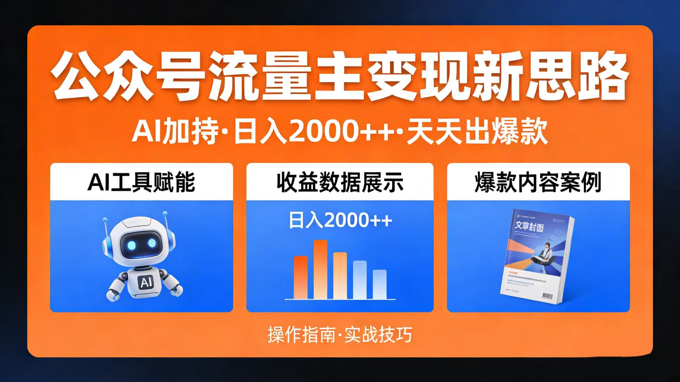 公众号流量主变现新思路：AI 加持，日入 2000++ 天天出爆款-启创网