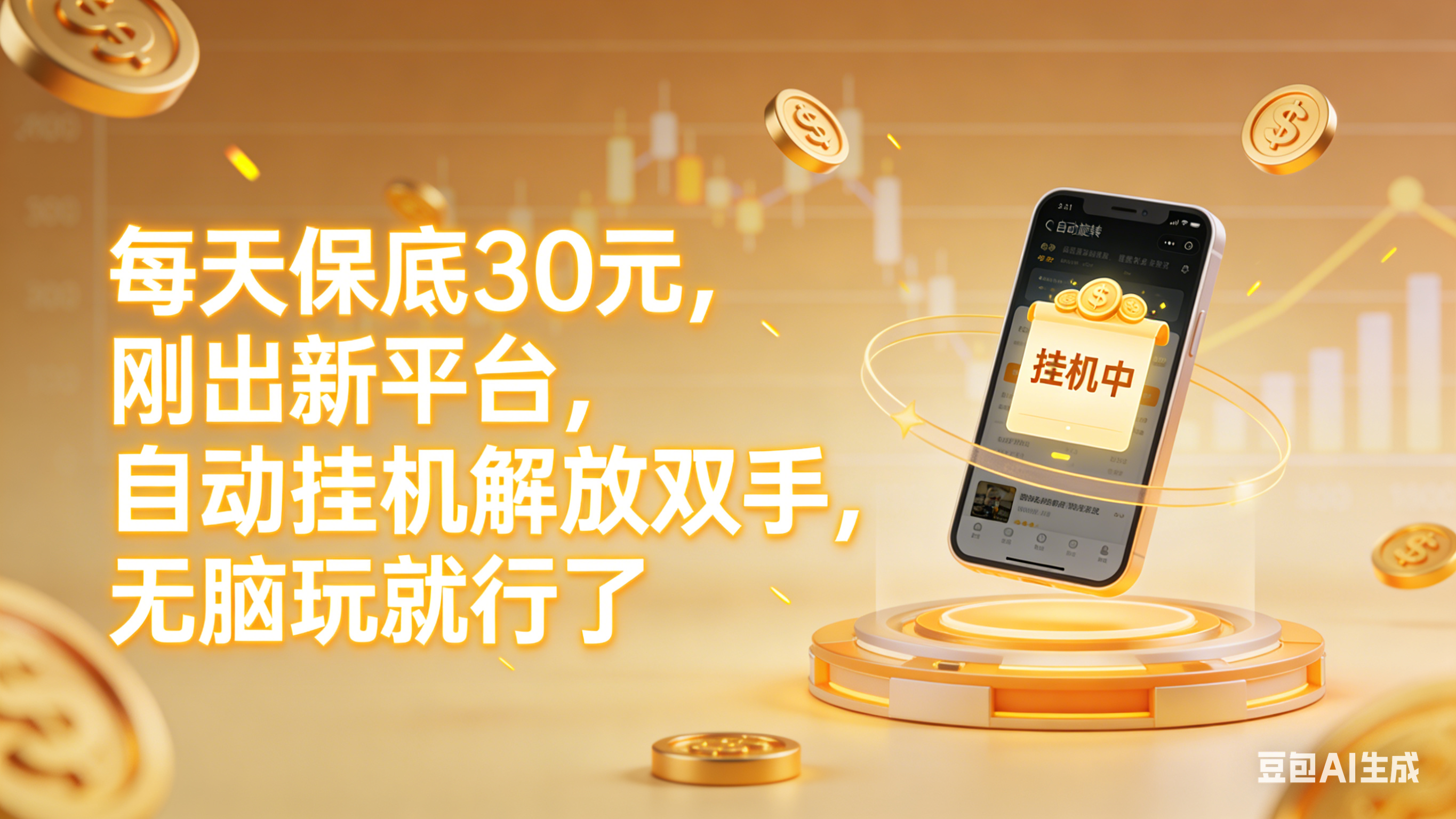 每天保底30元，刚出新平台，自动挂机解放双手，无脑玩就行了-启创网