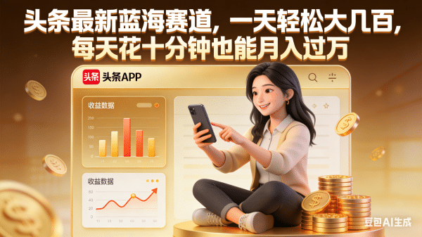 头条最新蓝海赛道，一天轻松大几百，每天花十分钟也能月入过万-启创网