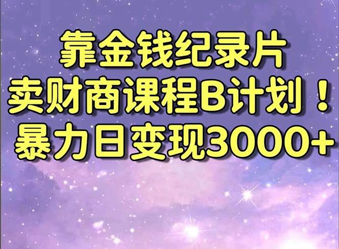 靠金钱纪录片卖财商课程B计划！暴力日变现3000+，喂饭式干货教程！-启创网