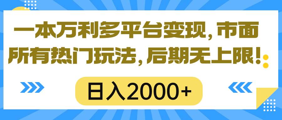一本万利多平台变现，市面所有热门玩法，日入2000+，后期无上限！-启创网