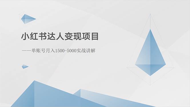 小红书达人变现项目：单账号月入1500-3000实战讲解-启创网